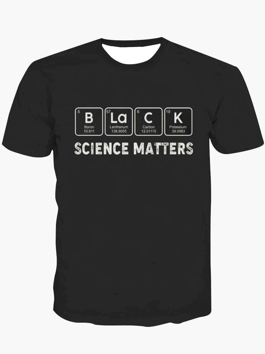 

Lovely Men Casual O Neck Letter Print Black T-shirt