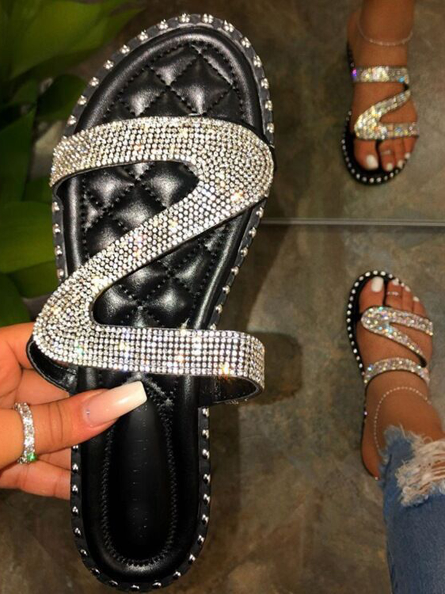 

LW Casual Sequined Black Slippers