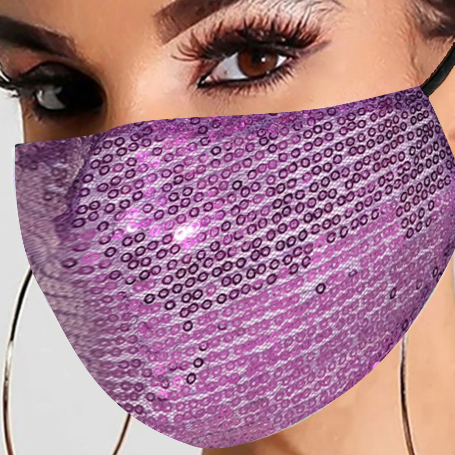 

Lovely Casual Sequined Purple Face Mask
