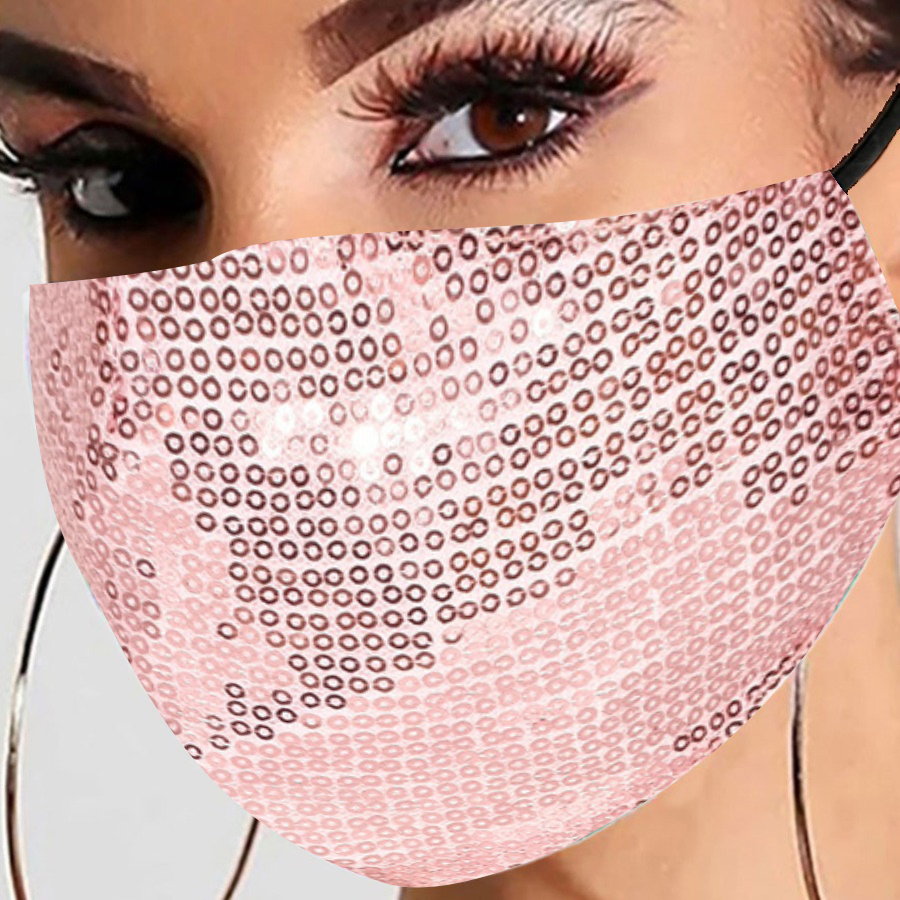 

Lovely Casual Sequined Pink Face Mask