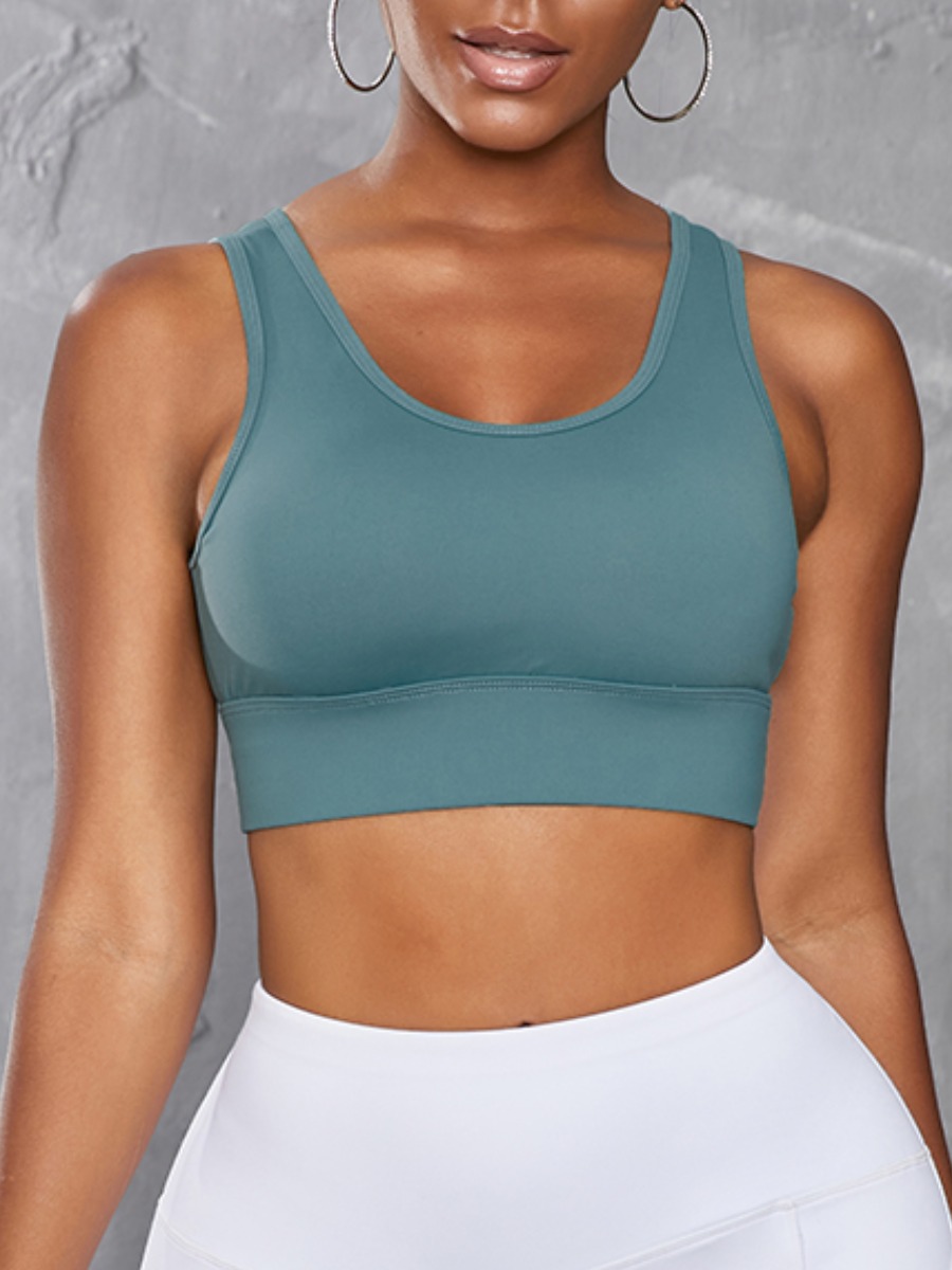 

Lovely Sporty U Neck Hollow-out Green Yoga Camisole(With Chest Pad)