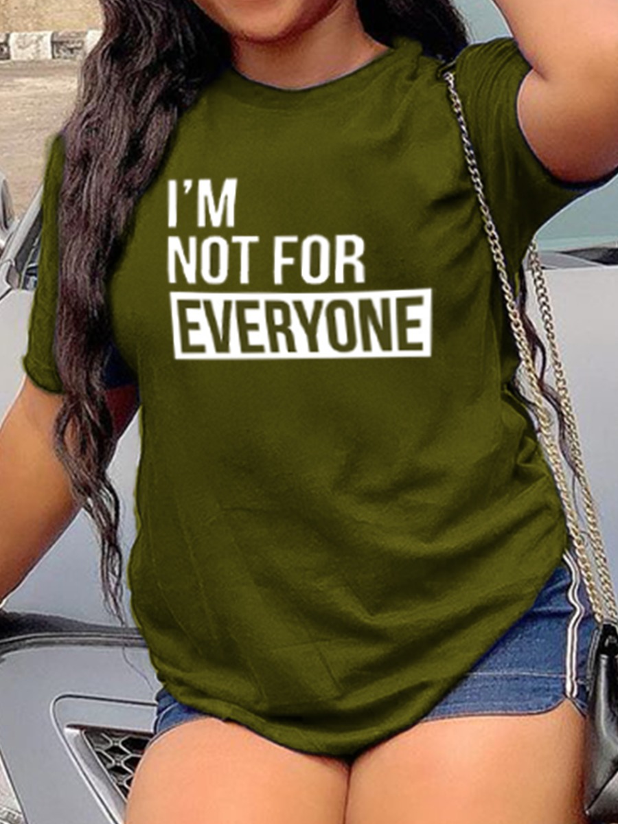 LovelyWholesale Round Neck Letter Print T-shirt Summer Short Sleeve Casual Basic Round Neck Spring Summer 2024