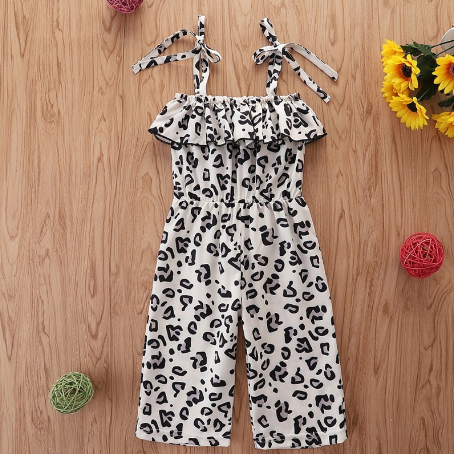 

Lovely Girl Casual Leopard Print Flounce Design Beige One-piece Jumpsuit