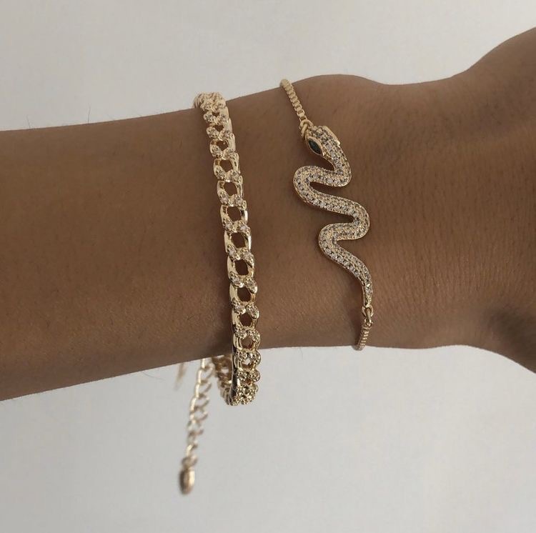 

Lovely Casual Snake Decoration Gold 2-piece Bracelet