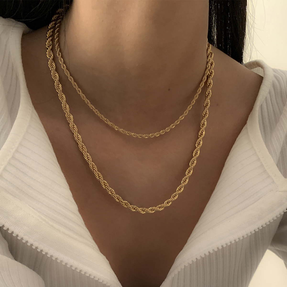 

Lovely Casual Geometric Gold Double-layer Necklace