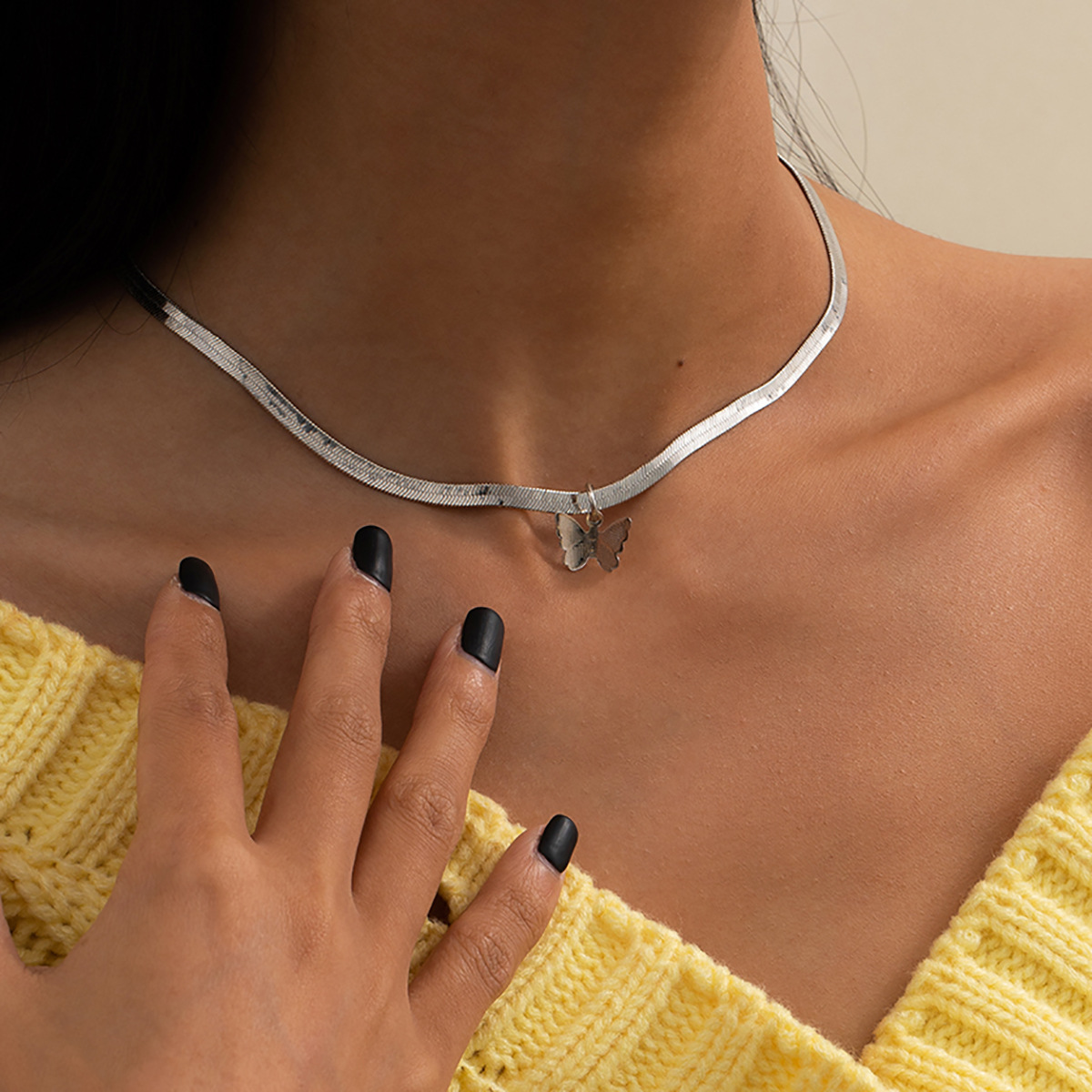 

Lovely Casual Butterfly Silver Necklace