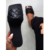 LW Casual Plaid Pattern Black Slides