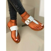 LW Casual Buckle Design White Slides
