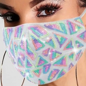 Lovely Sequined White Face Mask