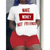LW Plus Size Money Letter Print Shorts Set