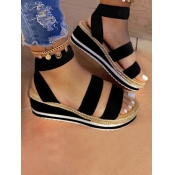 LW Street Bandage Design Black Platform Sandals