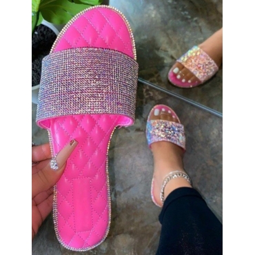 

LW Casual Sequined Rose Red Slippers