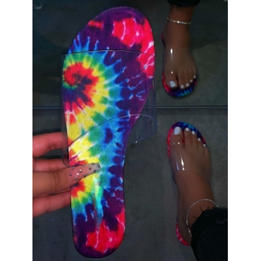 

LW Casual See-through Tie-dye Multicolor Slides, Multi