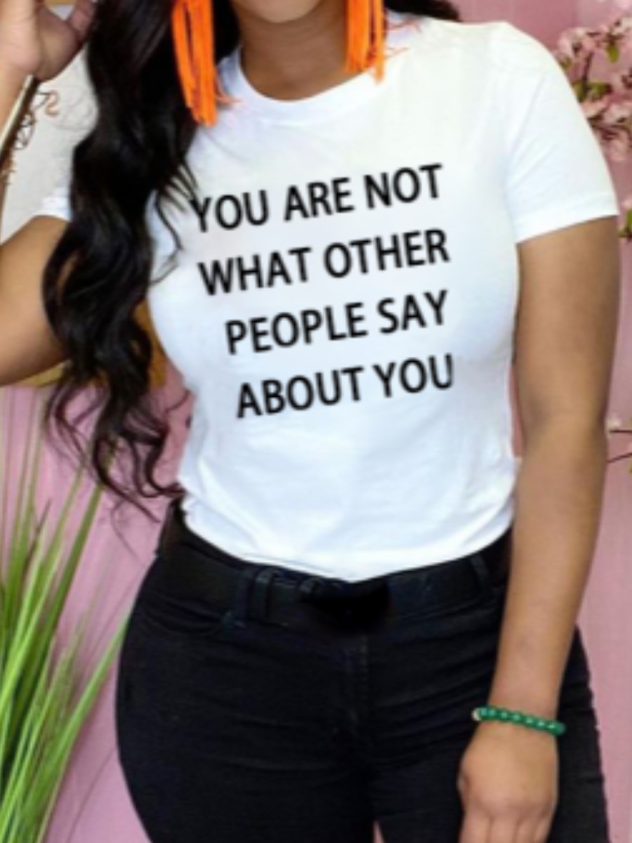 

Lovely Street O Neck Letter Print White T-shirt