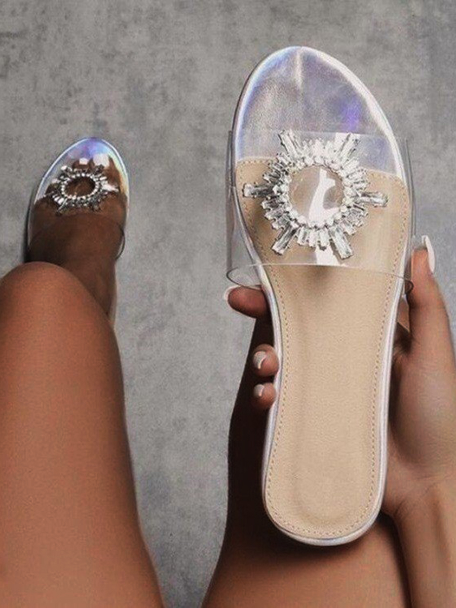 

Lovely Casual See-through White Slippers