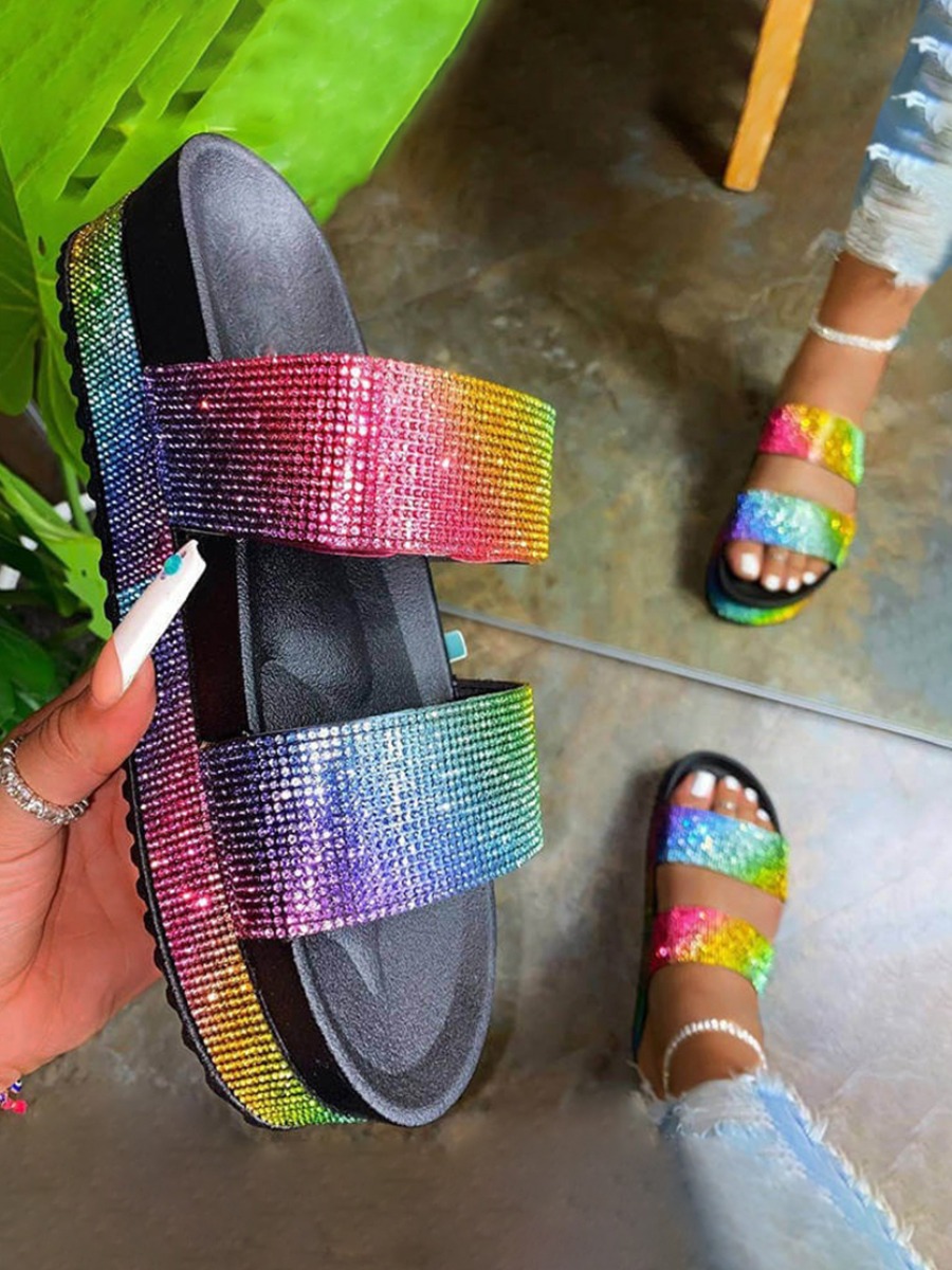 

Lovely Street Tie-dye Sequined Multicolor Platform Shoes, Multi