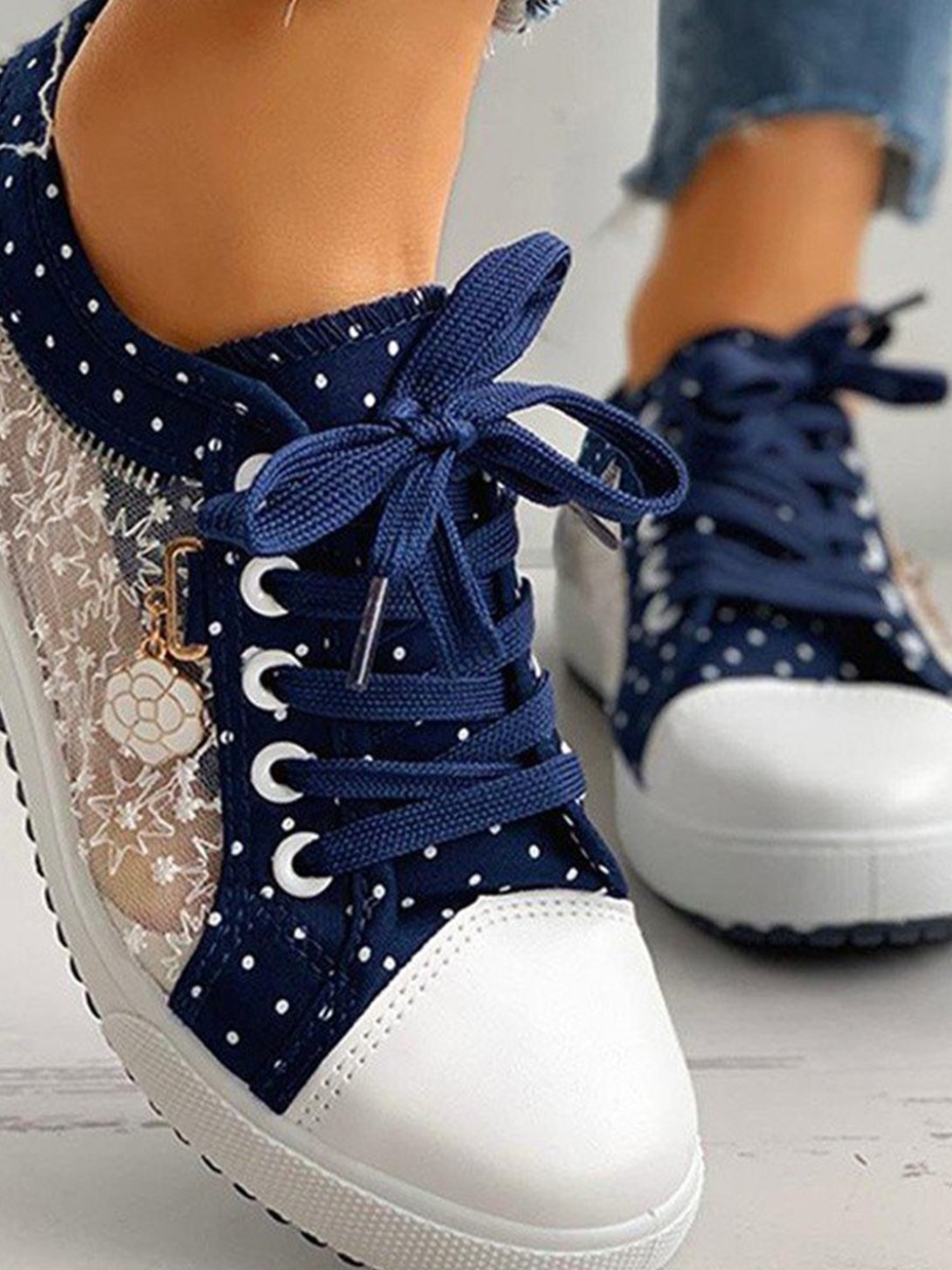 

Lovely Casual Mesh Patchwork Deep Blue Flats