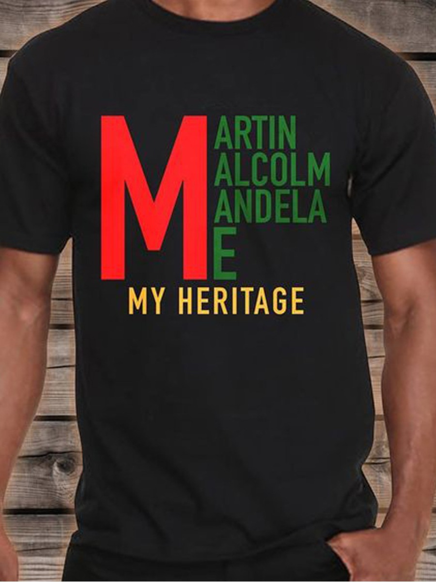 

Lovely Men Casual O Neck Letter Print Black T-shirt