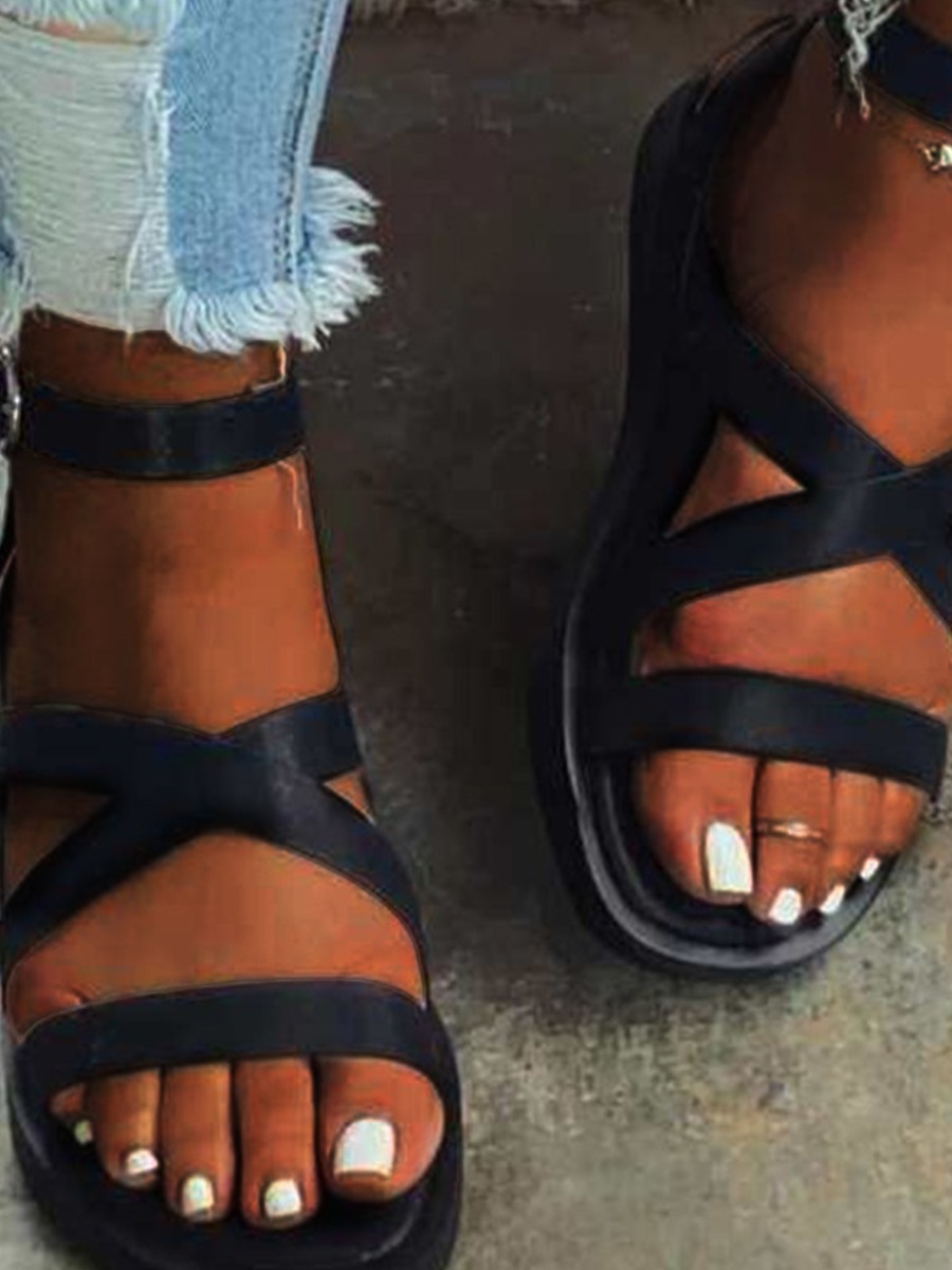 

Lovely Casual Bandage Design Black Sandals