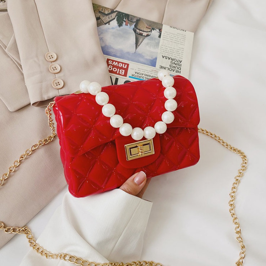 

Lovely Casual Pearl Decoration Red Crossbody Bags
