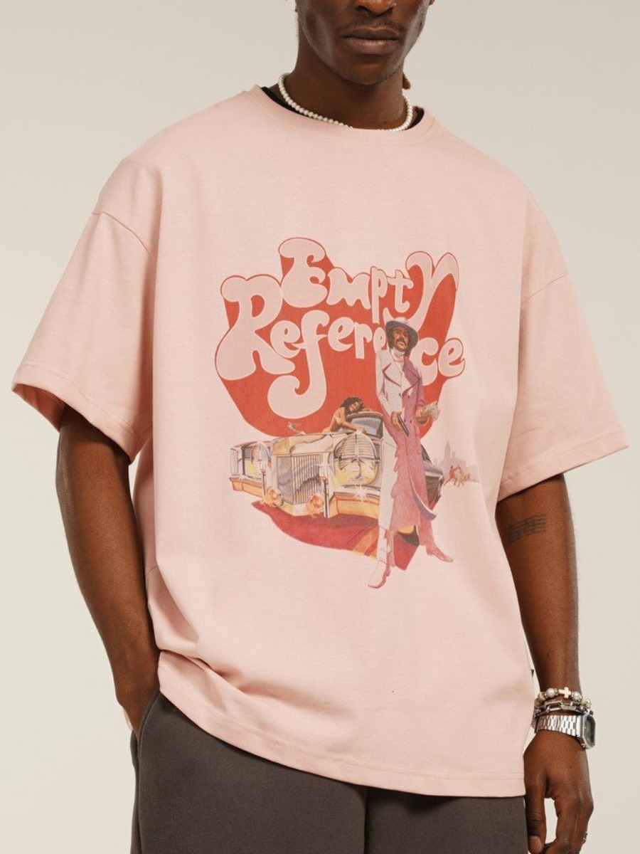 

Lovely Men Casual Graffiti Letter Print Pink T-shirt