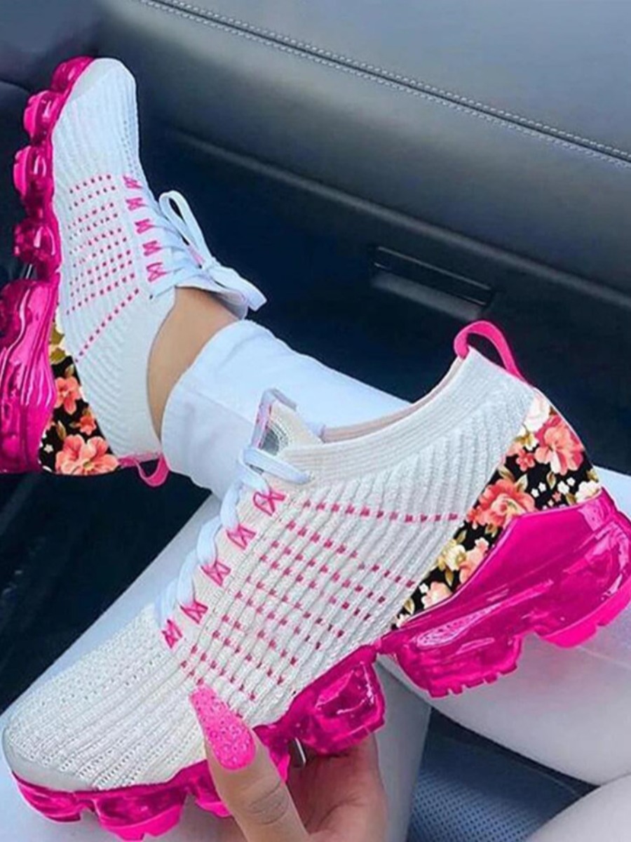 LW Sporty Floral Print White Sneakers