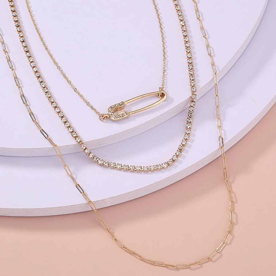 

Lovely Casual Pin Decoration Gold Multilayer Necklace