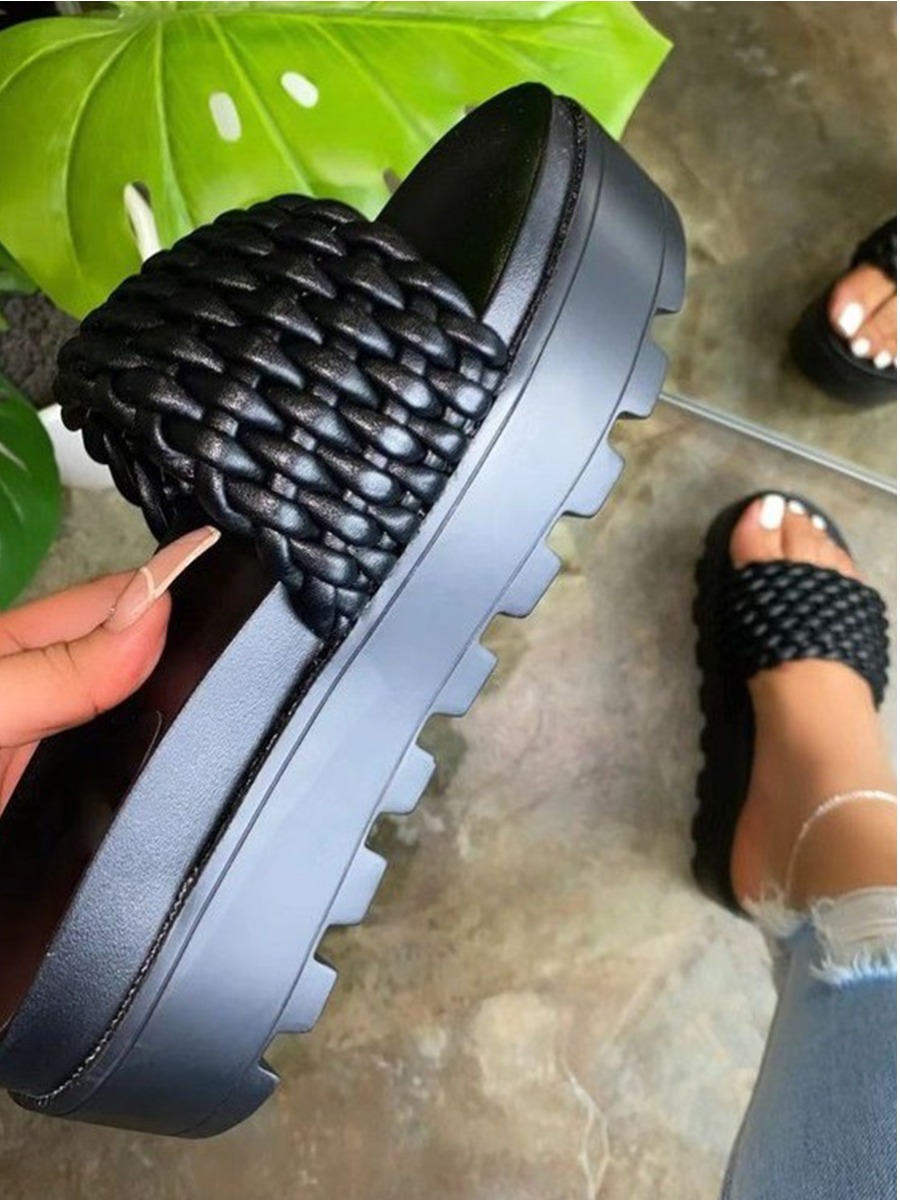 Lovely Casual Woven Black Platform Shoes