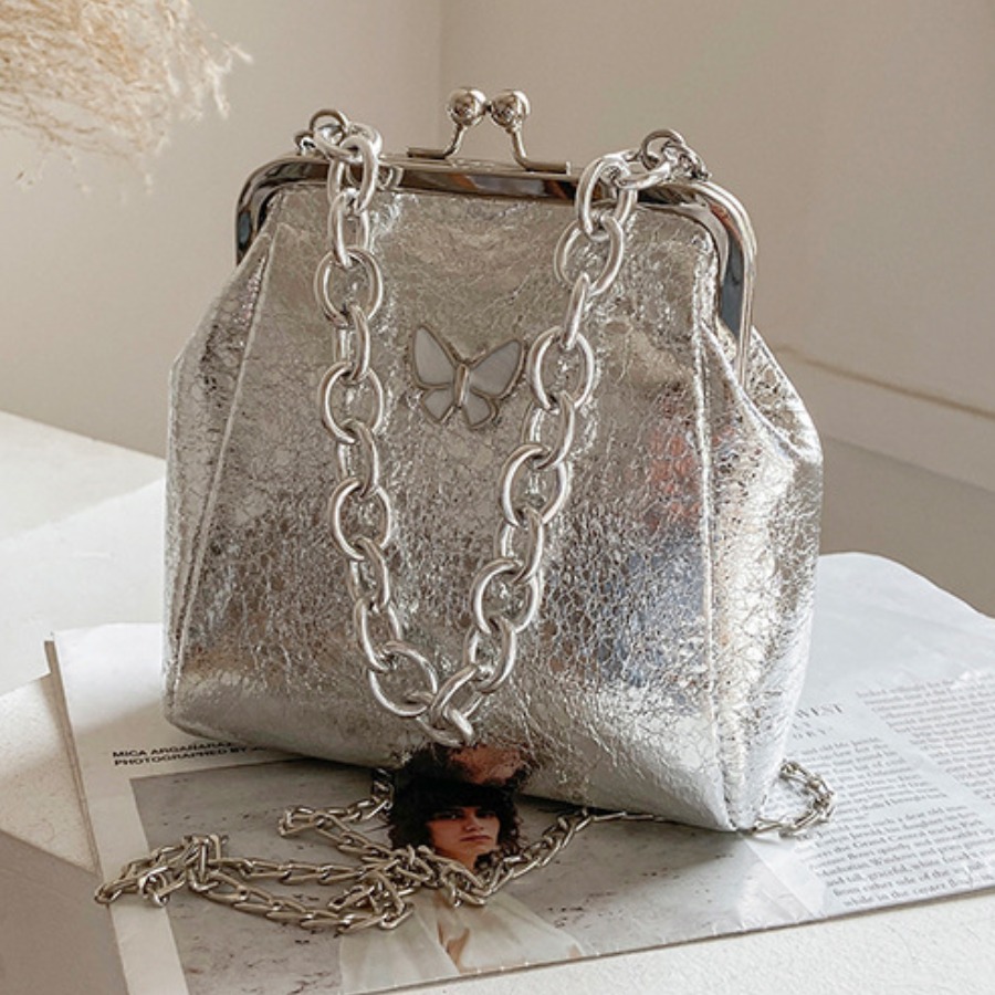 

Lovely Casual Butterfly Decoration Silver Crossbody Bags