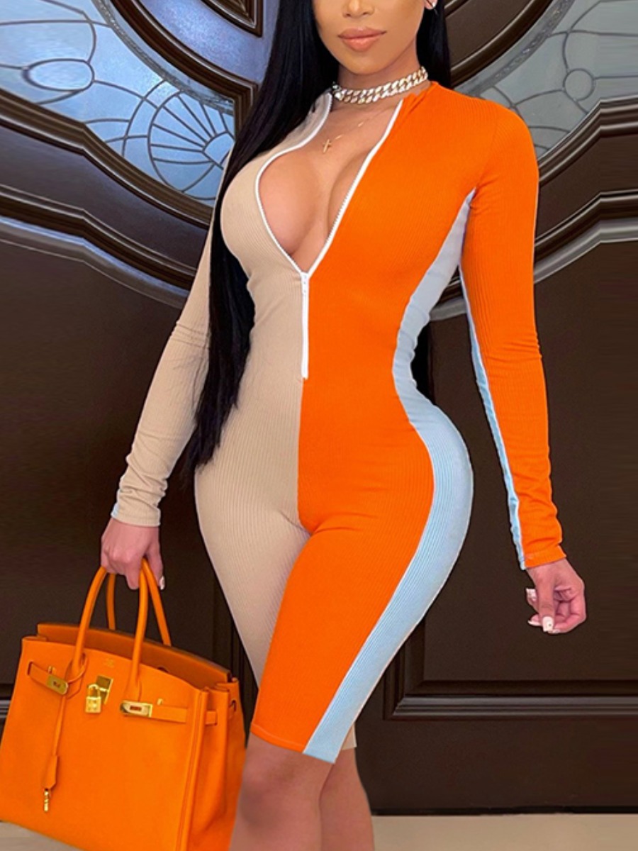 

Lovely Sporty Color-lump Patchwork Croci One-piece Romper