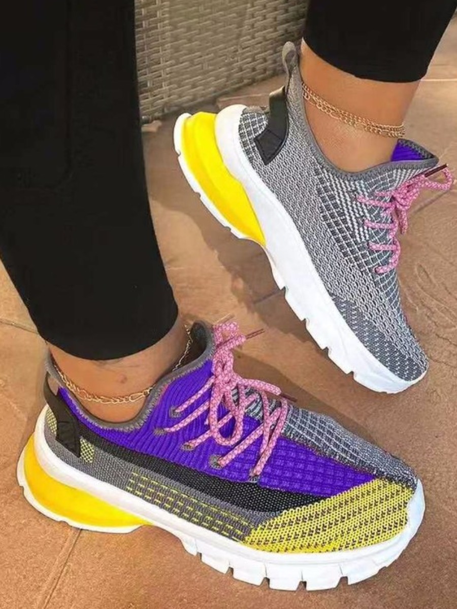 

Lovely Sporty Color-lump Yellow Sneakers