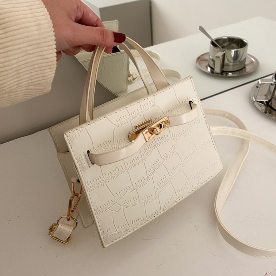 

Lovely Casual Metal Accessories Decoration White Crossbody Bag