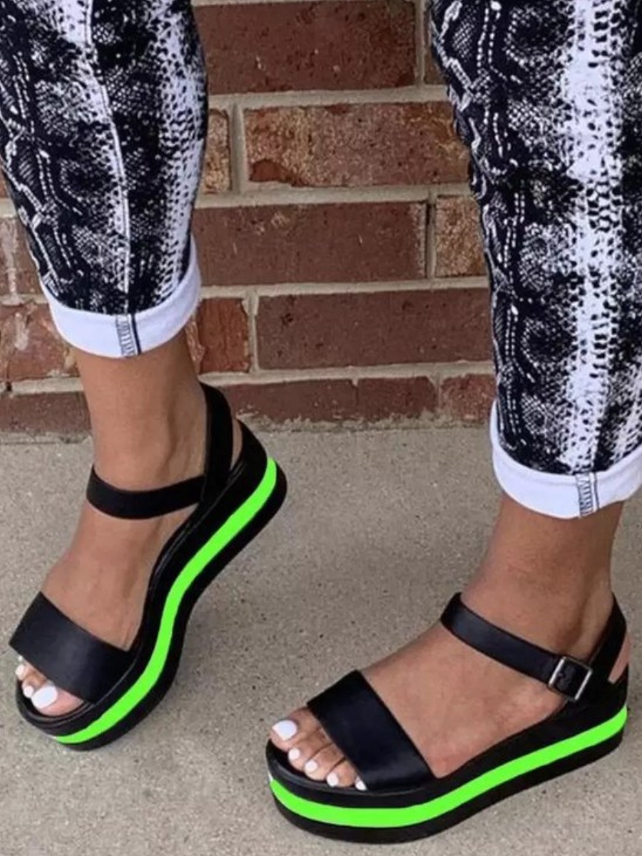 

LW Casual Striped Green Platform Shoes