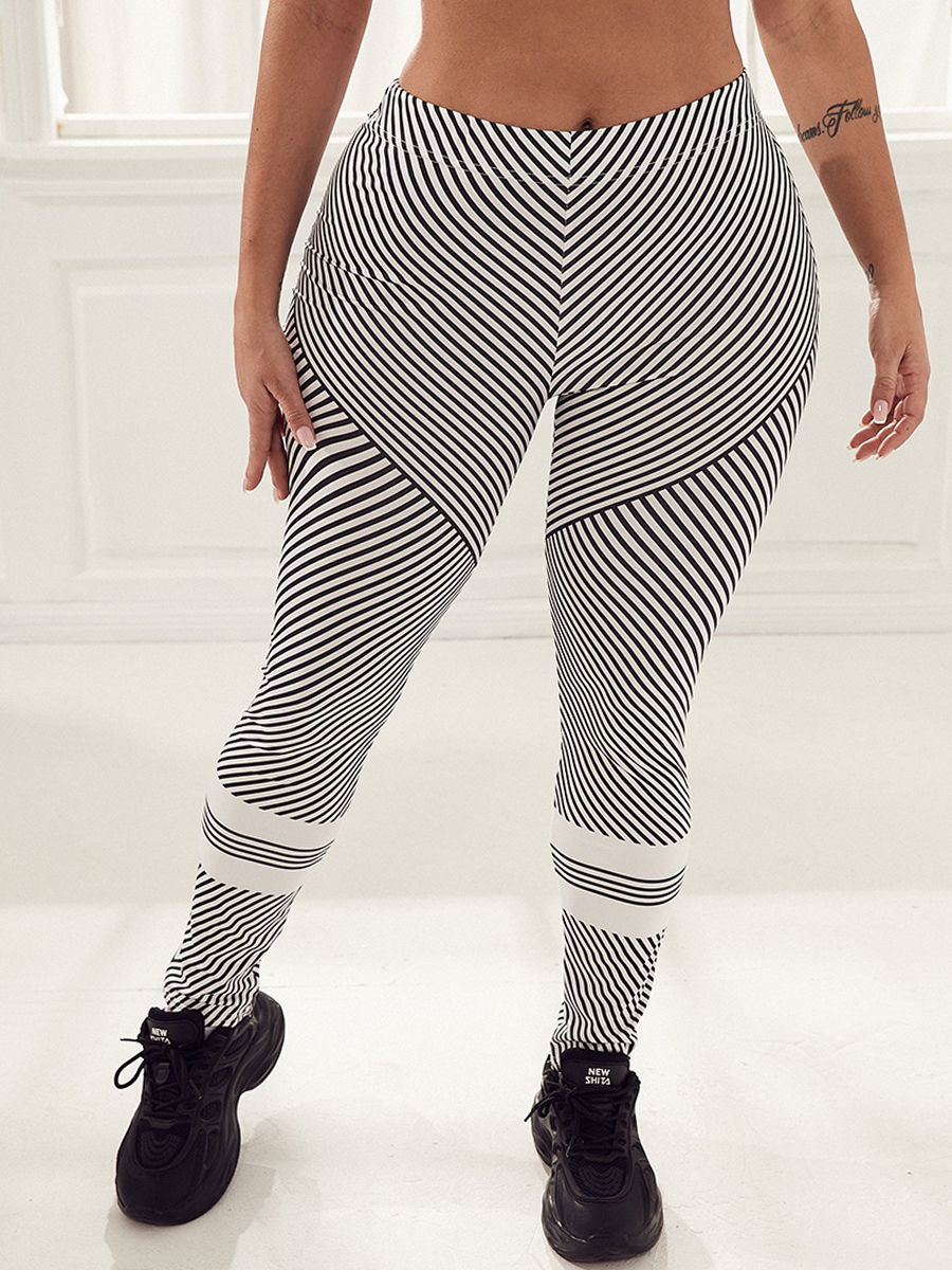 

Lovely TikTok Leggings Sporty High-waisted Striped Grey Leggings