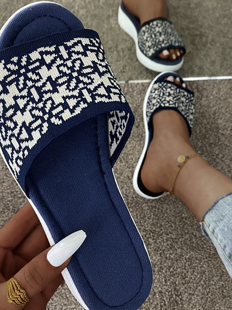 

Lovely Casual Patchwork Blue Slippers