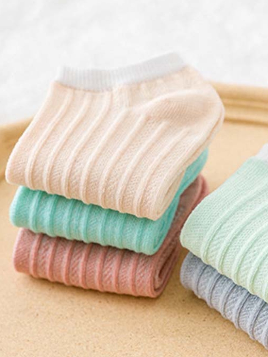 Lovely Casual Rib-Knit Multicolor Socks(Five Mixed Color Set)