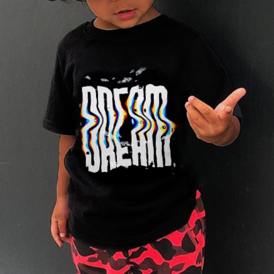 

Lovely Boy Street O Neck Letter Print Black T-shirt