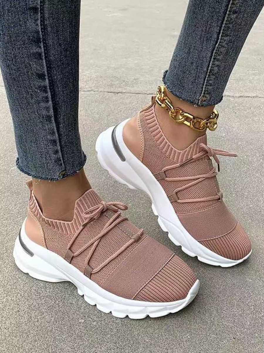 

Lovely Sporty Round-toe Pink Sneakers