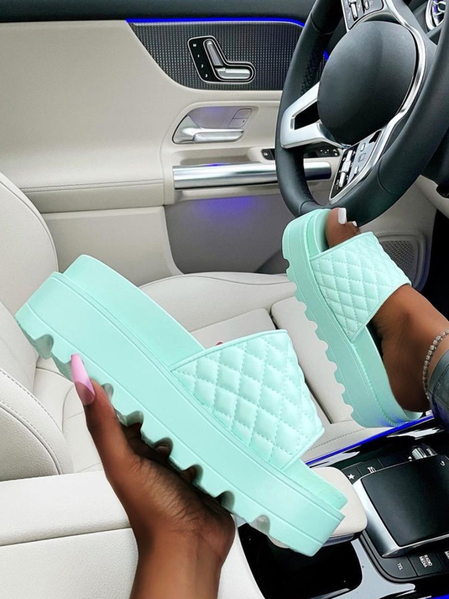 

LW Street Quilted Slide Baby Blue Platform Shoes