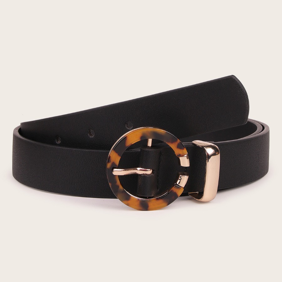 

LW Casual Metal Ring Decoration Black Belt