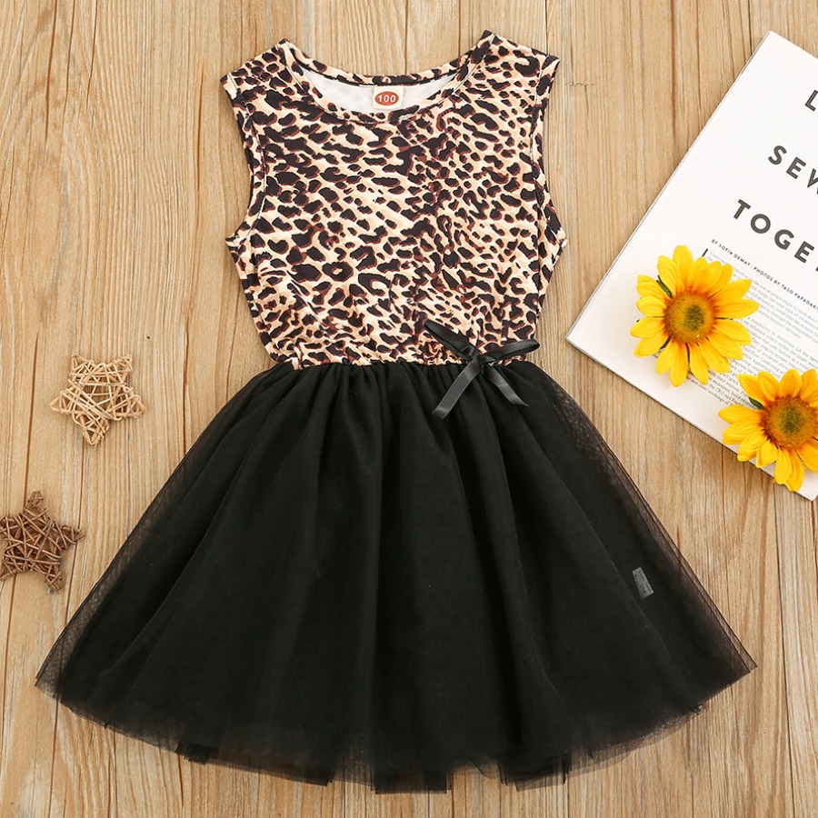 

Lovely Girl Casual Leopard Print Fold Design Black Knee Length Dress