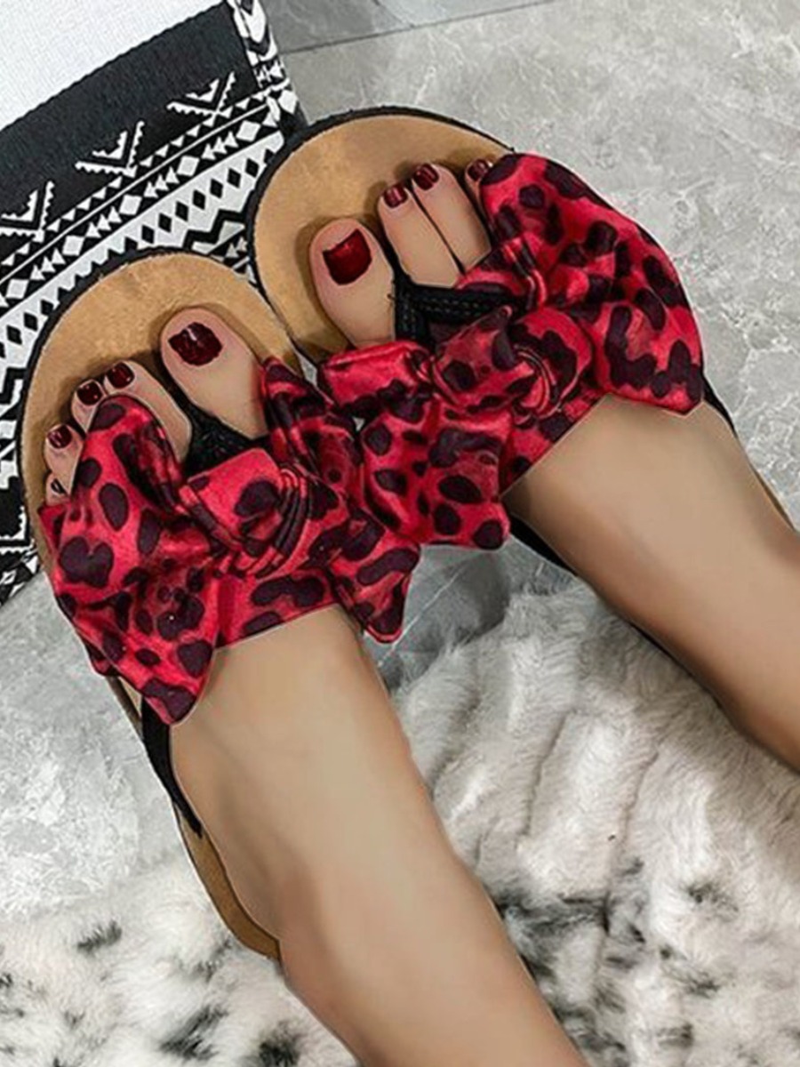

Lovely Casual Bow-tie Decoration Red Slippers