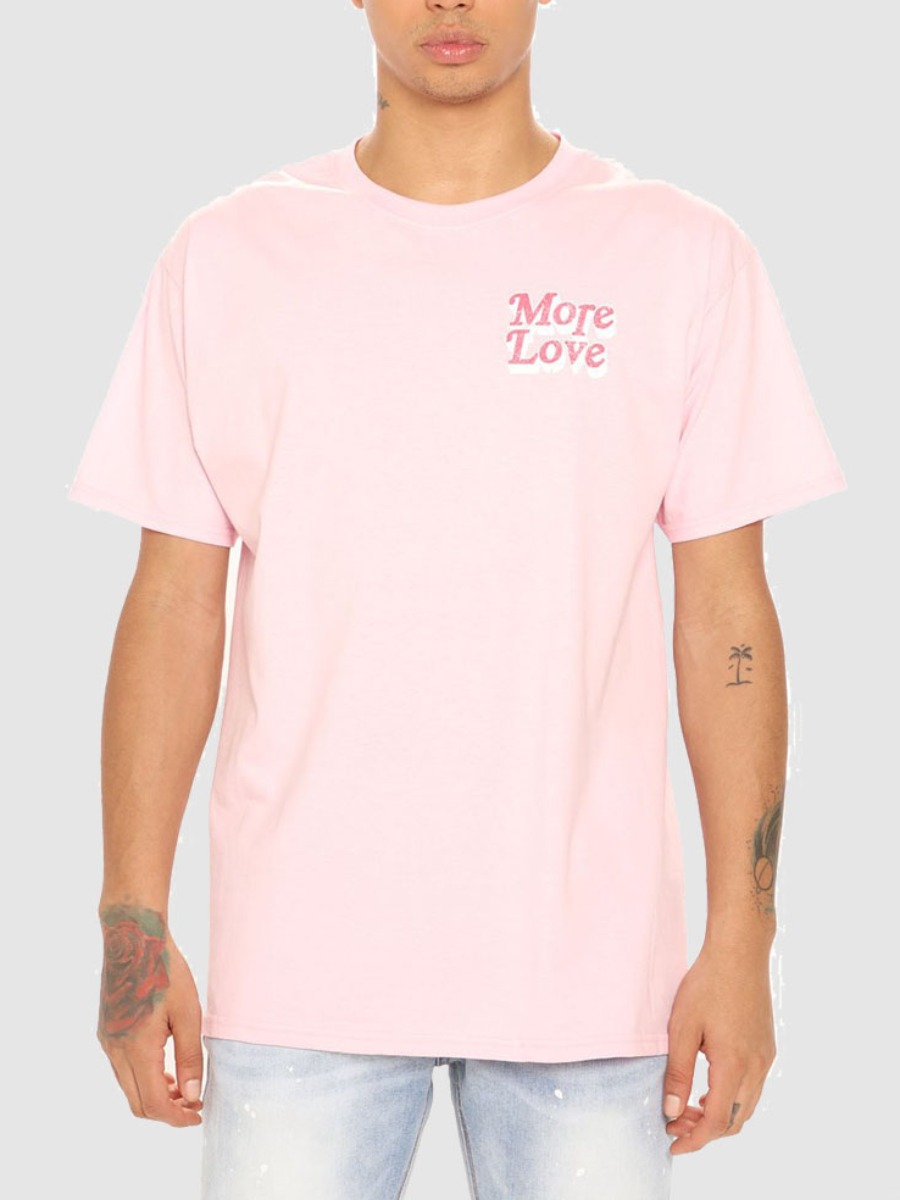 

LW Men Casual O Neck Letter Print Pink T-shirt