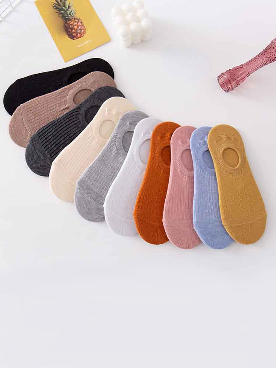 

LW COTTON 10-pair Casual Rib-Knit Multicolor Socks, Multi