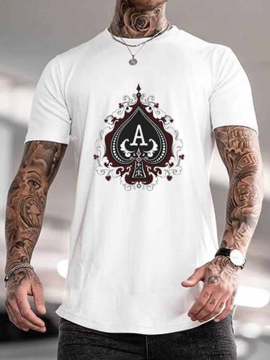 

Lovely Men Casual O Neck Letter Print White T-shirt