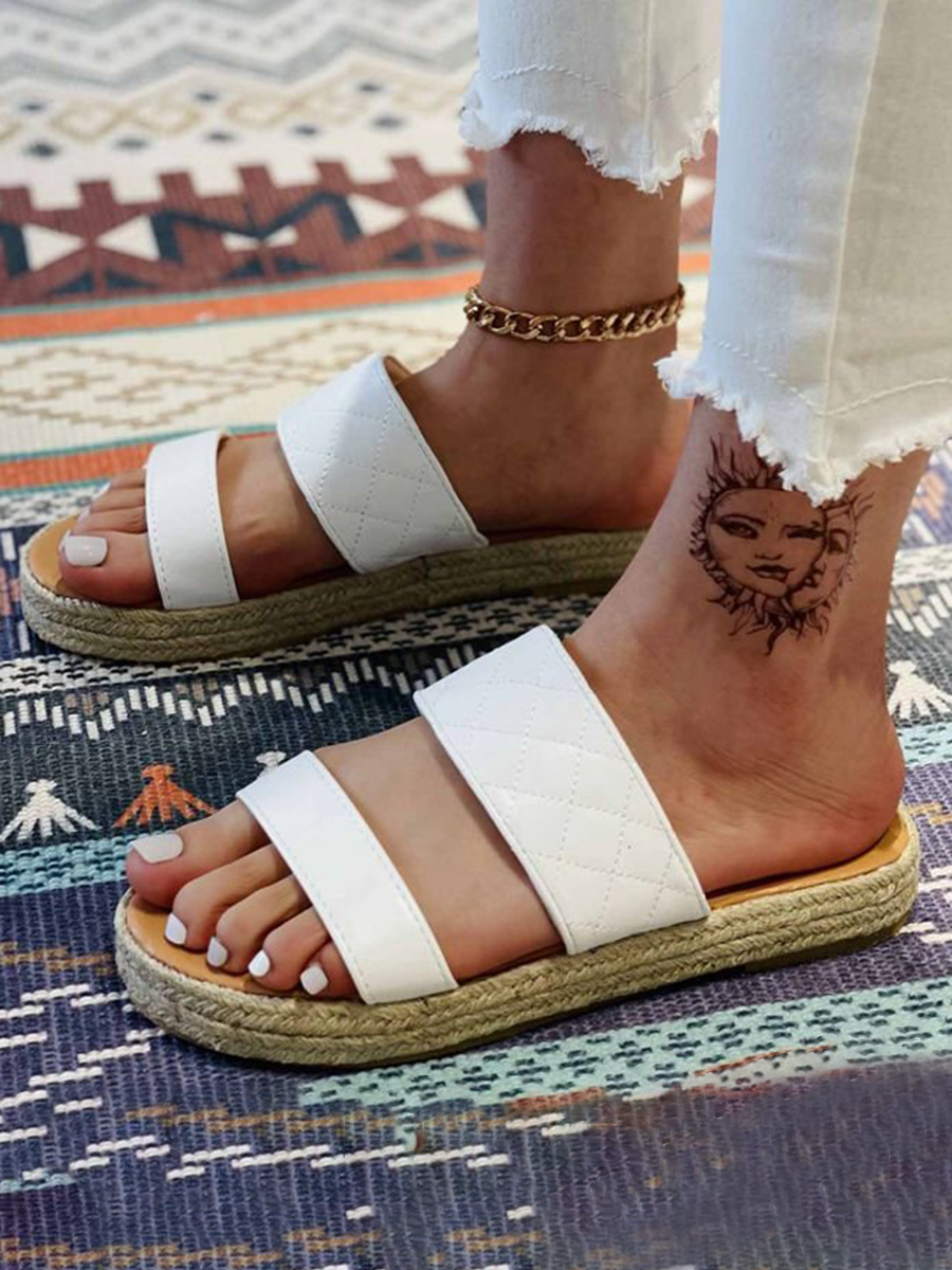 

Lovely Casual Quilted Slide White Slippers