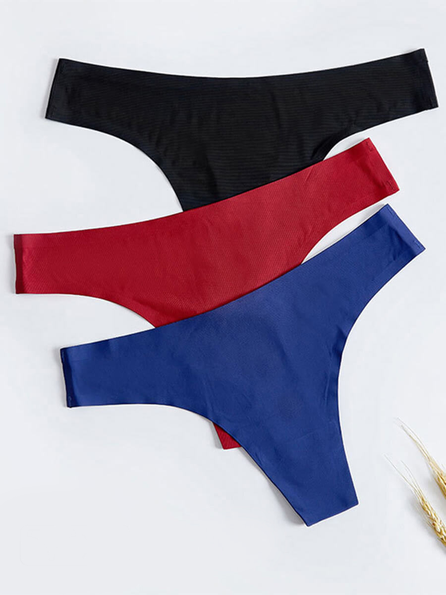 

Lovely 3 Sexy Plain Multicolor Panties (Random Colors), Multi