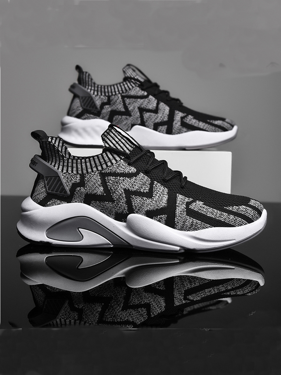 

Lovely Men Sporty Geometric Decoration Black Sneakers