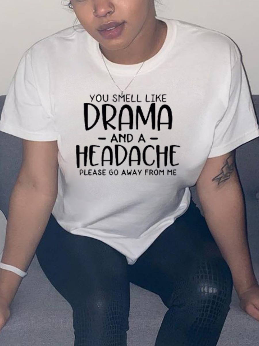 

Lovely Casual O Neck Letter Print White T-shirt