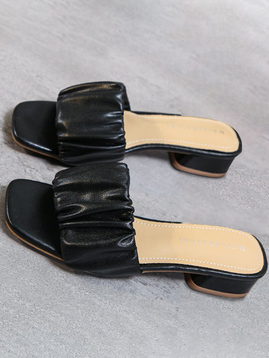 

Lovely Casual Fold Design Black Slippers